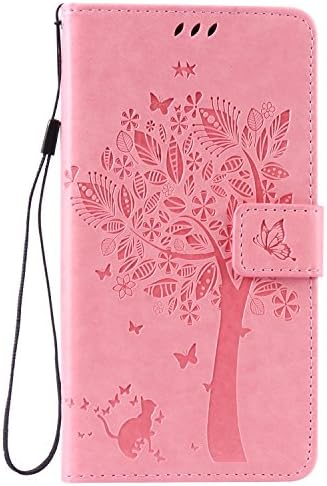 LG Stylo 2 LS775 Case,LG Stylus 2 Case -MOONESS(TM) Embossing Fashion Floral Countryside PU Leather Magnetic Flip Cover Card Holders & Hand Strap for LG stylus/stylo2 (Pink)