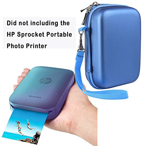 Katia Printer Accessories Bundle Set for HP Sprocket Portable Photo Printer, X7N07A, Print Social Media Photos on 2x3 Sticky with Hard Shell Case, Calendar Album, Frames, 2x3 Stickers - Blue