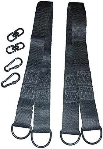 Companion Play Heavy Duty Tree &amp; Patio Swing Straps for Hammocks, Swings, Benches, Tires, Disc &amp; Web Swings, 2 Free Carabiners &amp; Rotating Eye Loops, Set of 2 (Orange)