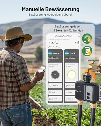 Irrigation Computer WLAN 2 Outputs: Easy Garden Watering with App & Language, 5 Individual Irrigation Plans, Smart Water Control for Lawn Sprinkler & Automatic Garden Irrigation System