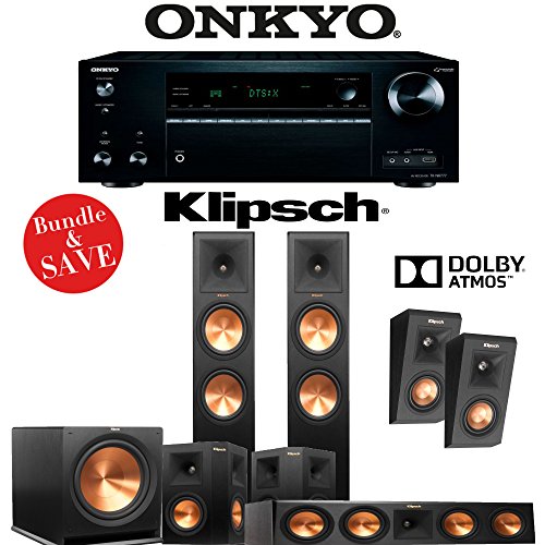 Klipsch RP-280FA 5.1.2-Ch Reference Premiere Dolby Atmos Home Theater System with Onkyo TX-NR777 7.2-Ch Network AV Receiver