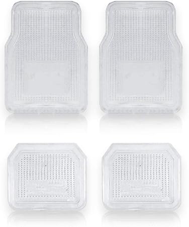 Amazon Vaygway 全天候型フロアマット ユニバーサル4点セット カーインテリア ゴム製 透明 車用プラスチックラグ 高耐久 耐候性 保護 マット ピラー 車 バイク