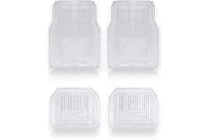 Vaygway All Weather Floor Mats-Universal 4 Piece Car Interior- Rubber Clear Car Plastic Rug- Heavy Duty Weather Protection Mats