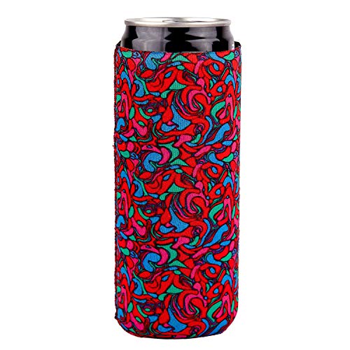 Slim Can Sleeves - Neoprene Bottle Insulator Sleeve Set of 4 Can Beverage Coolers for 12oz Energy Drink & Beer Cans (Multicolor)