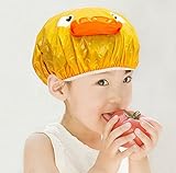 G2PLUS Cute Waterproof Double Layer Children Shower Cap Kids Cartoon Shower Hat Lovely Spa Bathing Caps Bouffant Cap-Yellow Duck