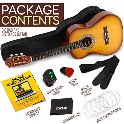Pyle Beginner Acoustic Guitar Kit, 3/4 Junior Size Instrument for Kids