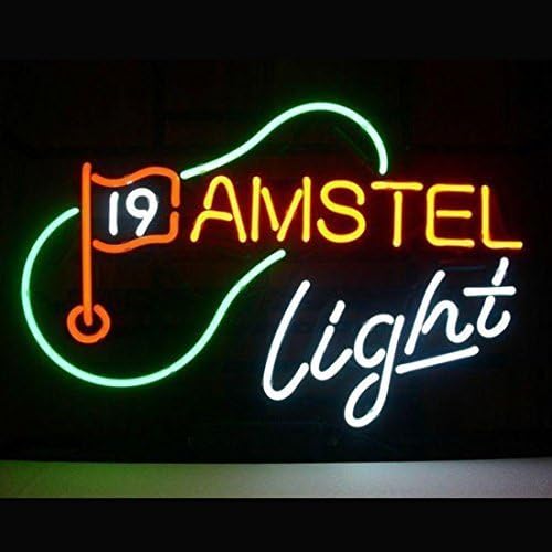 HOT Eagle 17"x 14" Amstel Light Beer 19Th Hole Golf Design Decorated LAGER REAL GLASS Beer Bar Pub Neon Light Signs for Home Store Beer Bar Restaurant Billiards Shops Display Signboards
