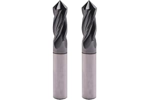SEFHLI Solid Carbide Drill Mill Set(2Pcs, 3/8in), AlTiN Coated, 4 Flute, 90° Included Angle, 3/8" Cutting Dia, 3/8" Shank Dia, 1" LOC, 2-1/2" OAL for Milling Alloy Steel, Hardened Steel, Iron, Copper