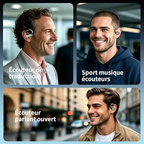AI Real Time Translator Headphones, 8 Translation Modes with 198 Languages, 3 in 1 Headphones Language Translators, 60H Helmets Open Ear Bluetooth 6.1 for Travel, Meetings Black