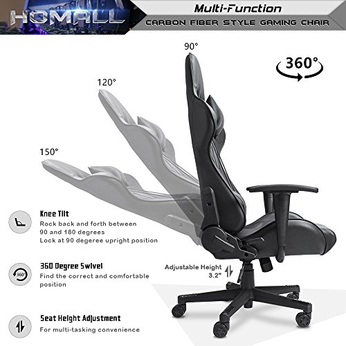 image for Homall Gaming Office Chair Carbon Fiber Style Design Pu Leather Bucket