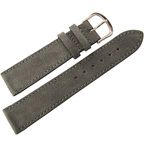 Fluco 20mm Dark Grey Suede Leather Watch Strap