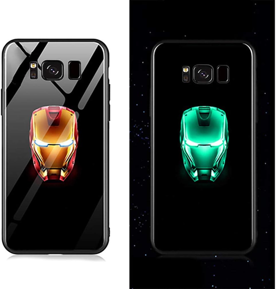 Iron Hero Man Luminous Fashion Luxury Tempered Glass Hybrid Case for Samsung Galaxy S8 S8 Plus S9 S9 Plus Note 8 Note 9 (Style 2, Galaxy Note 9)