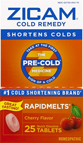 Zicam Cold Remedy Rapidmelts, Cherry Flavor, 25 Quick-Dissolve Tablets, 25 Count (Pack of 2)