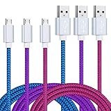 Micro USB Cable, 3Pack 6.6ft Magic-T Android Charger Cabe Fast Phone Charging Cord Compatible Samsung Galaxy J3 J7, S6 S7 Edge Note 4 5, LG Stylo 2/3, LG G3 G4 K20 K30 Plus, Kindle, Android Tablets