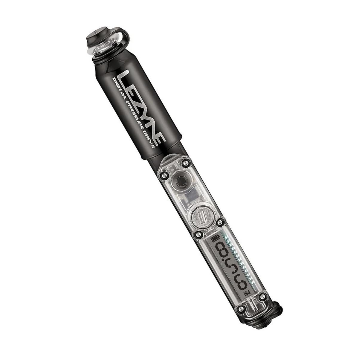 Lezyne Mini Pump CNC Digital Pressure Drive, Glossy Black, 120 PSI, 17.0 cm Air Pump, One Size