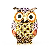 Waltz&F Hollow owl Trinket Box Hinged Hand-painted Figurine Collectible Ring Holder with Gift Box