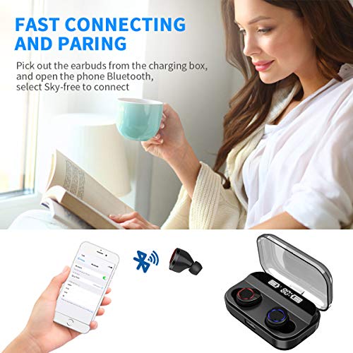 Latest Wireless Earbuds, RegeMoudal Wireless Bluetooth Earbuds with Charging Display, IPX7 Waterproof and Built-in Microphone, Bluetooth 5.0 Hi-Fi Stereo Sound with 4000mAH Charging Case
