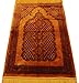 Modefa Soft Plush Velvet Islamic Prayer Rug Muslim Turkish Janamaz Sajadah Carpet Geometric Floral Ipek (Gold)