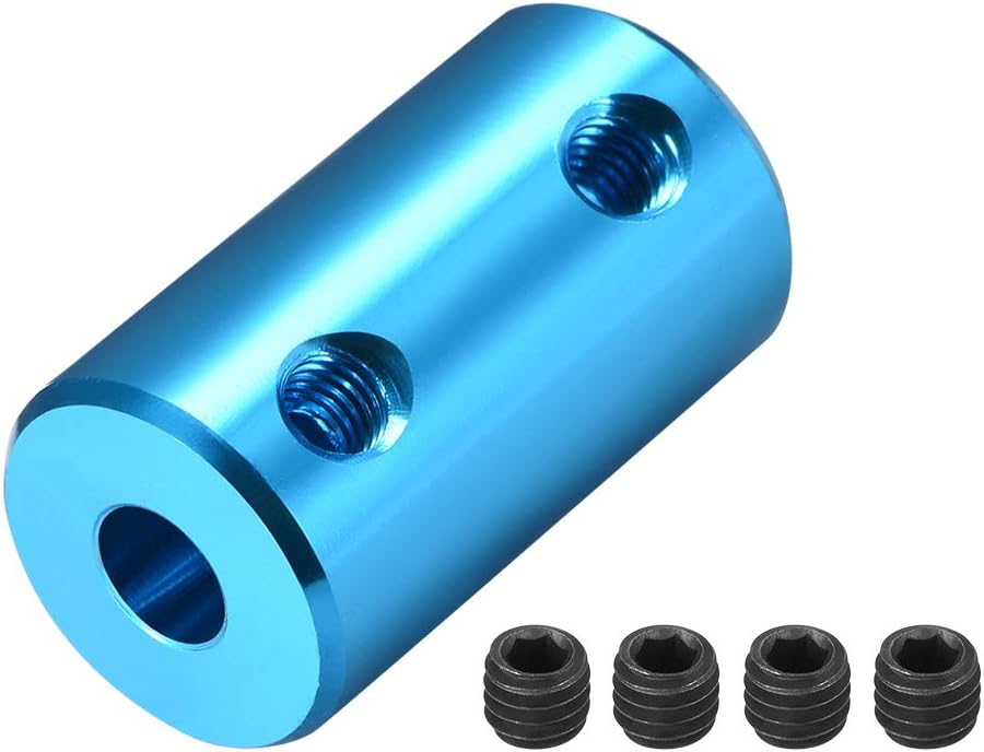 sourcing map 5mm to 5mm Bore Rigid Coupling Set Screw L25XD14 Aluminum Alloy,Shaft Coupler Connector,Motor Accessories,Blue