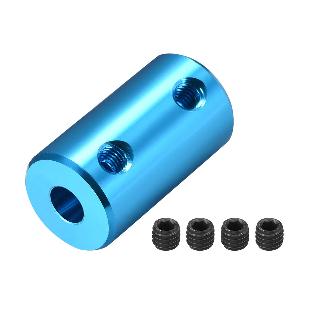 sourcing map 5mm to 5mm Bore Rigid Coupling Set Screw L25XD14 Aluminum Alloy,Shaft Coupler Connector,Motor Accessories,Blue