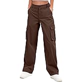 Gracyoga Womens Cargo Pants High Waisted Casual Comfy Pants Baggy Y2K Streetwear Trousers 2025 Trendy Outfits Coffee Large