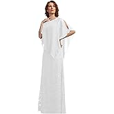 Women's Mother of The Bride Dresses for Wedding Sequin Laces Beaded Capelet Chiffon Long Formal Evening Party Gowns