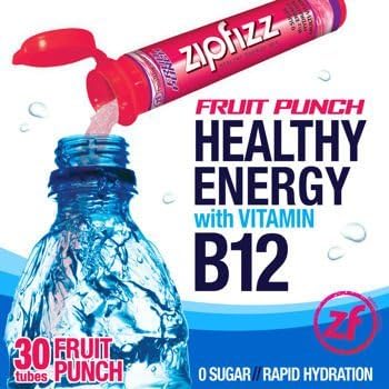 Zipfizz Healthy Energy Drink Mix, (Fruit Punch, 30-Count) by Zipfizz