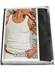 Apparel: Michael Kors Essentials 100% Cotton Ribbed Tank Top A-Shirt - 3 Pack Black L