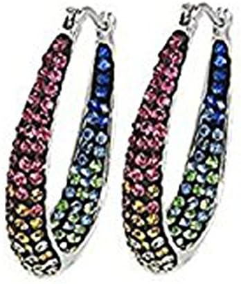 Yeidid Women's Crystal Hoop Earring - Multi Color Fashion Jewelry Made with Austrian Elements