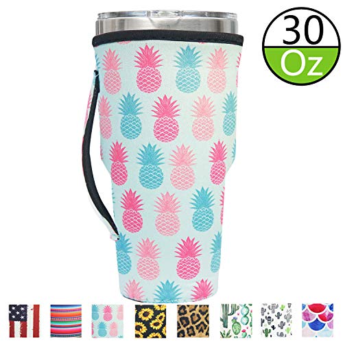 F-Five Reusable Iced Coffee Cup Sleeve Neoprene Insulated Sleeves Cup Cover Holder Idea for 30oz - 32oz Tumbler Cup,Trenta Starbucks,Large Dunkin Donuts (Only Cup Sleeves) (Pineapple) - Thumbnail 7