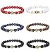FUNRUN 6PCS 8mm Beaded Bracelets for Men Women Natural Stone Rosary Bracelet Buddha Mala Elastic