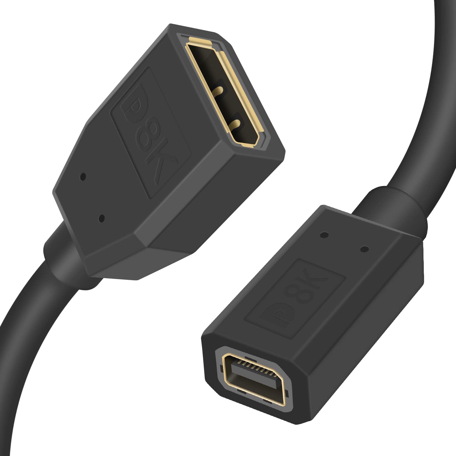Duttek Mini Displayport to Displayport 1.4a Cable, 8K@60Hz Mini Displayport Female to Displayport Female Extension Cable Bi-Directional Transmission Displayport to Mini Displayport Cable (0.3M)