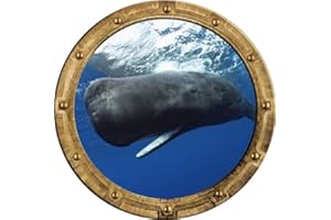 STICKIT GRAPHIX 12" Port Scape Sperm Whale #1 Instant Sea Porthole Window View Wall Sticker Graphic Decal Kids Game Room Mural Art Decor NEW