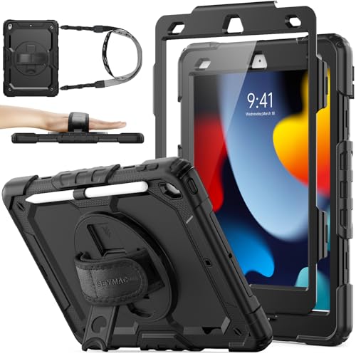 SEYMAC stock Hülle für iPad 9./8./7. Generation 10,2" 2021-2019, Schwarz