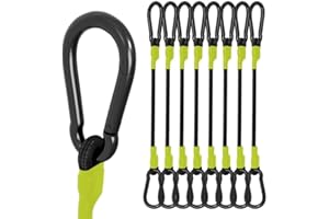 190 lbs Heavy Duty Bungee Cords with Carabiner Hooks, Lucky Straps 12-Inch Short Elastic Straps with Clips for Cargo Tie Down