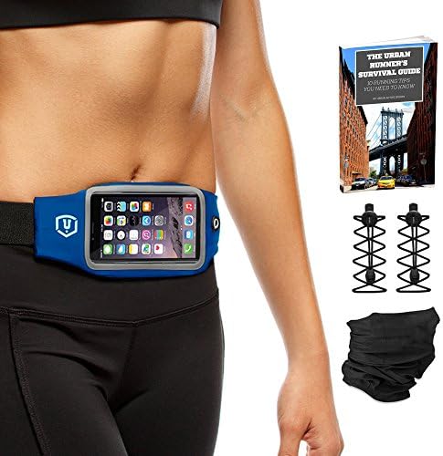 Running Belt Waist Pack For iPhone 6 / 6S / SE PLUS Elastic Laces PLUS Multipurpose Scarf PLUS Urban Runner's Survival Guide Ebook (Blue)