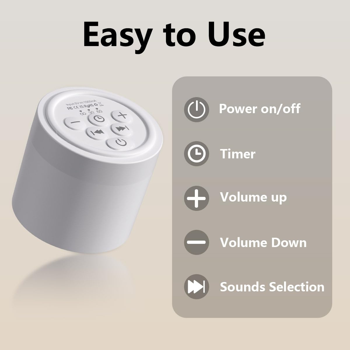 Portable Sound Machine Mini White Noise Machine with 30 Soothing Sounds for Newborn Baby Kids Adults Rechargeable Sleep Brown Noise Machine 4 Timers Memory Function for Travel Camping Home Office