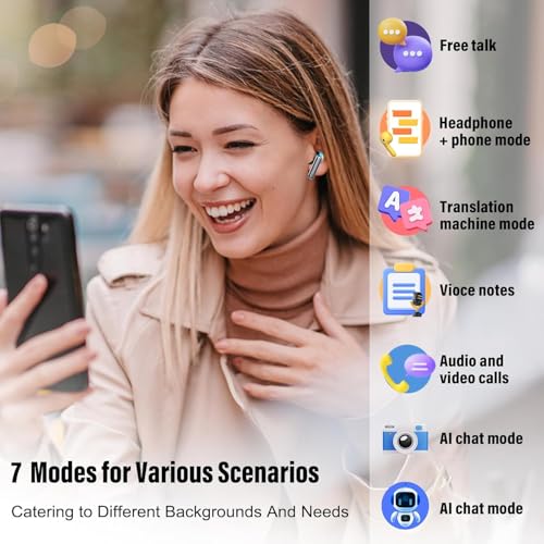 Ai Translation Earbuds Real Time,3-in-1 Buletooth 5.3 Translator Earbuds with 6 Translation Modes/164 Languages,No Subscription Required Translatior Headphones,40H Audifonos Traductores Inglés Español