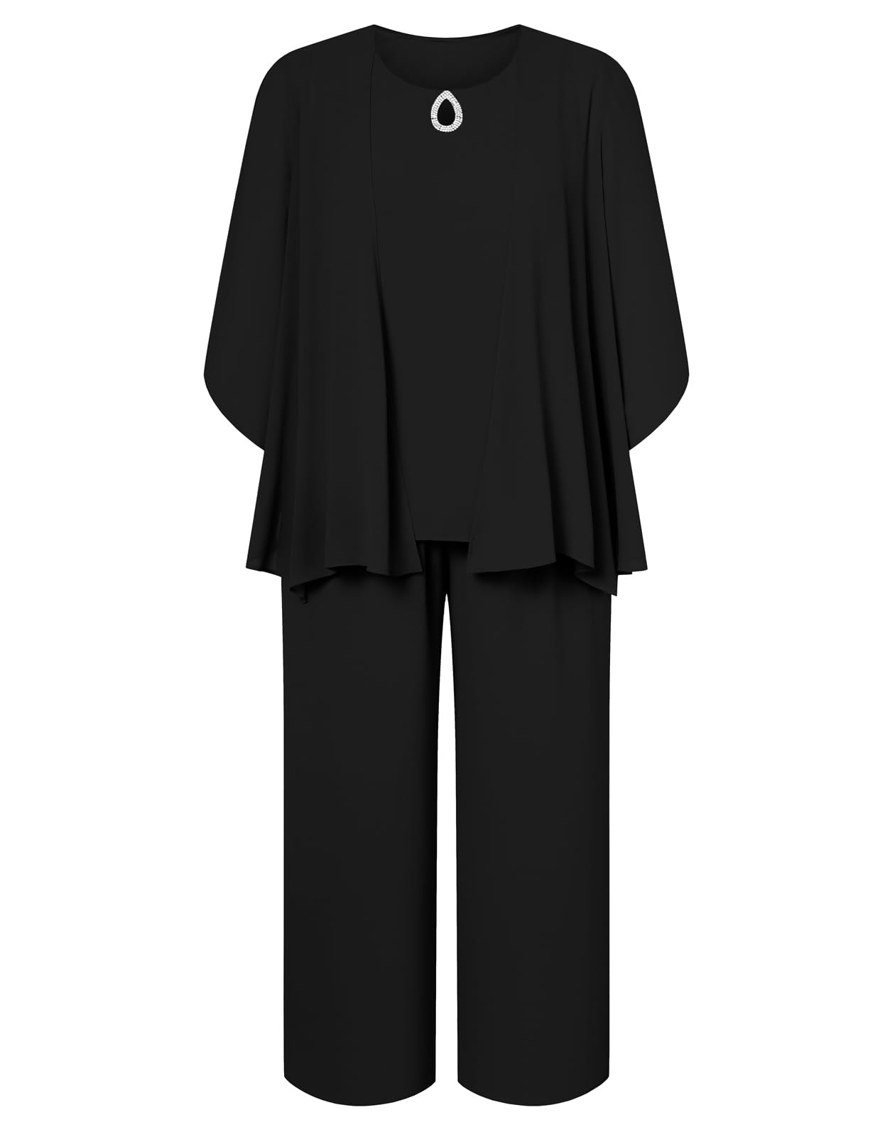 Photo 1 of 2XL.  Plus Size Pants Suits 3pcs Mother of The Bride Suits for Wedding Guest Black 18 Plus