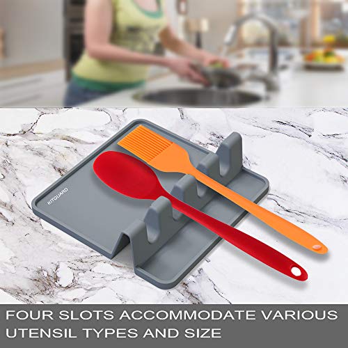Spoon Rest Gray,Silicon Spoon Rest Mat,Stove Spoon Rest,Utensil Spoon Rest,Silicon Spoon Rest, Kitchen Utensil Rest,Silicone Spoon Rest-by KITGUARD
