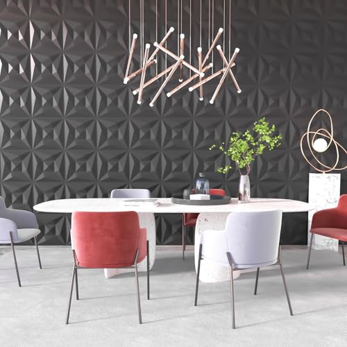 Wall Decor 40 PCS 3D Wall Panels - Black PVC Textured Tiles For ...