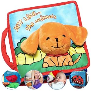 ToBe ReadyForLife Just Like The Animals Cloth Book, Crinkle Soft Books for Babies, Baby Toys 6-12 Months