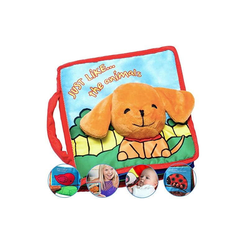 ToBe ReadyForLife Just Like The Animals Cloth Book, Crinkle Soft Books for Babies, Baby Toys 6-12 Months