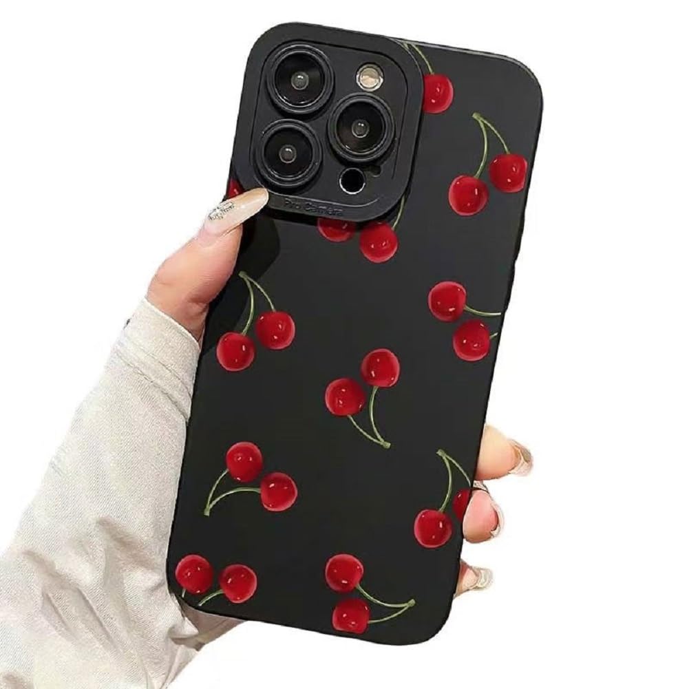 Liettamgeo Cute Phone Case Compatible for iPhone 17 Pro, Lovely Red Cherry Pattern Designed Phone Case, Soft TPU Anti-Fall Anti-Scratch Shockproof Bumper Protective Back Case Cover