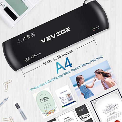 Laminator VEVICE A4 Laminator 4 in 1 Thermal Laminator 9 inches 20 Laminating Pouches Paper Trimmer Corner Rounder for Home Office School