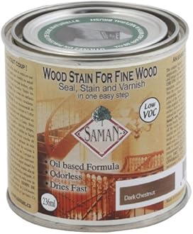 Interior One Step Wood Seal, Stain and Varnish – Oil Based Odorless Dye - Protection for Furniture and Fine Wood (Dark Chestnut SAM-308, 8 oz)