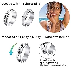 MUCAL Fidget Rings for Anxiety 8pcs Stainless Steel