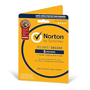 Norton Security Deluxe 2019 | 5 Devices + Utilities| 1 Year | Antivirus Included | PC/Mac/iOS/Android | Activation Code…