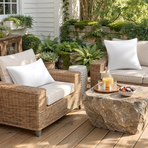 MIULEE Pack of 2 12x20 Outdoor Pillow Inserts, Waterproof Decorative Rectangle Throw Pillow Inserts for Patio Sofa Garden Porch Couch