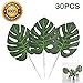 30 Pcs Artificial Palm Leaves with Stems Tropical Plant Faux Monstera Leaves Safari Leaves Hawaiian Luau Party Suppliers Decorations,Tiki Aloha Jungle Beach Birthday Table Leave Decorations
